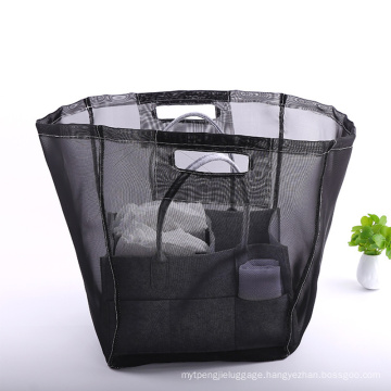 Quality Black Custom Recycled Collapsible Easy Fold Shopping Bags Tote Mesh Bag for Storage Grocery Laundry Cloth Bathroom